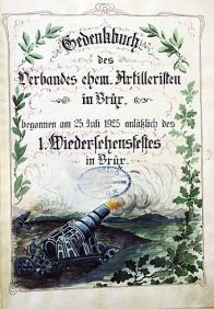 Titulní strana bohatě ilustrované kroniky Verband ehemaliger Artilleristen - Brüx