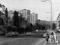 Podkrušnohorská ulice, po levé straně věžové domy ulice Bezručovy.
Začátek 70.let